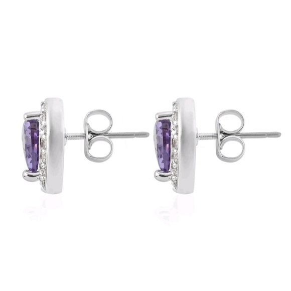❤️ Hallmark Purple Faux Tanzanite/Amethyst & Faux Diamond Heart Stud Earrings - Picture 5 of 7